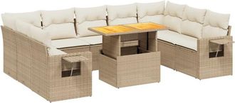 vidaXL Juego De Sof&aacute;s Jard&iacute;n Con Cojines Beige 10 Pzas Rat&aacute;n Sint&eacute;tico Vidaxl