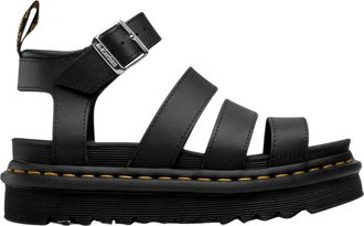 Dr. Martens Schoenen, Dames, Zwart, 41 EU, Hydro Leren Sandaal met Rubberen Zool