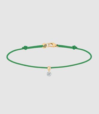LA BRUNE & LA BLONDE Bracelet BB Cordon Vert Or Jaune Diamant Brillant