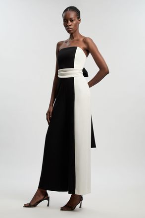 Karen Millen Womens Soft Tailored Bandeau Jumpsuit - Monochrome Multi - Size 12 UK