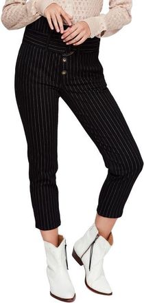 Free People Montella Pinstripe Crop Skinny Pants in Black at Nordstrom, Size 2
