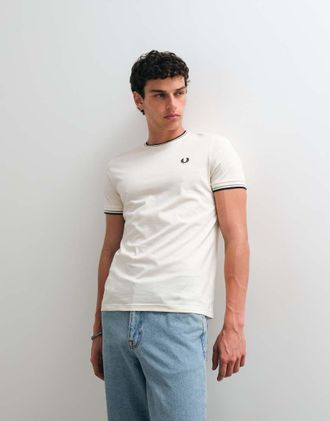 Fred Perry Fred perry - T-shirt color &eacute;cru con doppio profilo a contrasto-Bianco