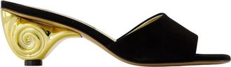 Carel Zwarte Leren Sandalen - Naiade Stijl - Dames - Muiltjes - Zwart - 35 EU - Leer - Schoenen