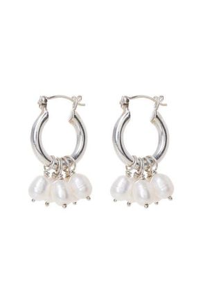 Freya Rose Silver Mini Hoops with Detachable Pearls at Nordstrom