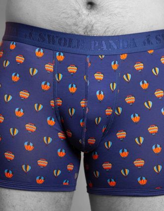 Swole Panda Mens Hot Air Balloons Bamboo Boxer Brief, Blue - Navy - Size: XL 36-40 / 92-102cm
