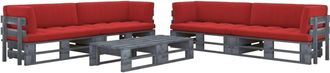 vidaXL Muebles De Palets 6 Pzas Y Cojines Madera Pino Impregnada Gris Vidaxl