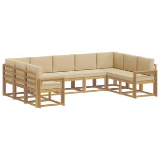 vidaXL Conjunto De Sof&aacute;s De Exterior Con Coj&iacute;n 9 Pcs Y Beige Vidaxl