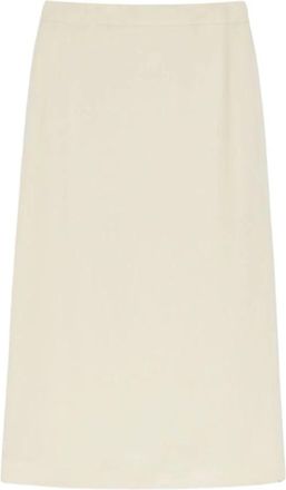 Max Mara Ivoor Viscose en Linnen Midi Rok - Dames - Maxi Rokken - Beige - M - Linnen - Rokken