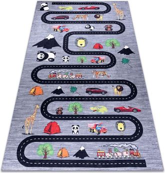 RugsX Rugsx - Alfombra Lavable Bambino 2092 Calles, Coches Para Ni&ntilde;os Antideslizante - Antracita Grey 160x220 Cm