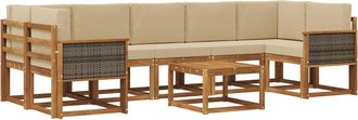 vidaXL Conjunto De Sof&aacute;s De Exterior 6 Uds. Natural Vidaxl