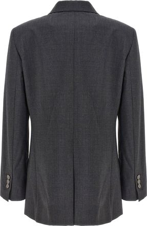 Theory Double-Breasted Wool Blazer - Charcoal