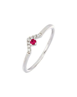 Bony Levy El Mar 18K 0.08 Ct. Tw. Diamond & 1 Ruby Ring