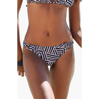Lascana Womens Geometric Print Classic Bikini Bottom in Black & Ivory at Nordstrom, Size 10