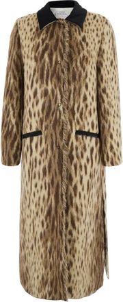 Forte_Forte Royal Leopard Coat - Dames - Mantel - Beige - S - Wol - Jassen