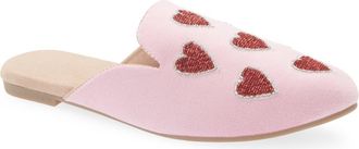 Fuchsia Heart Velvet Flat Mule in Pink at Nordstrom, Size 10