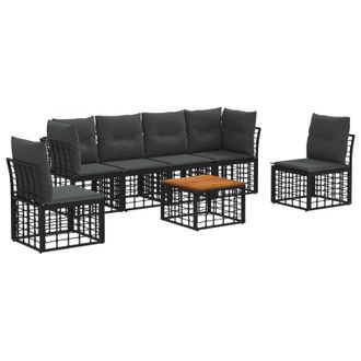 vidaXL Conjunto De Sof&aacute;s De Exterior 7 Pcs Negro Y Gris Oscuro Vidaxl