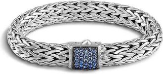 John Hardy Classic Chain 10.5mm Silver Bracelet & Sapphire Clasp Size Medium - BBS94052BSPXUM