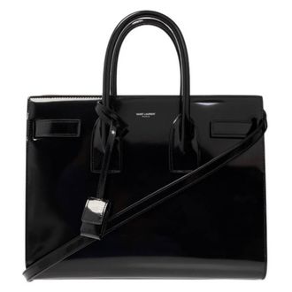 Saint Laurent Black Brushed Leather Small Sac De Jour Bag
