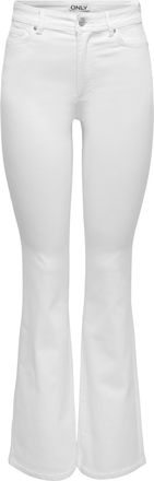 Only Bootcut-Jeans ONLY ONLWAUW HW FLARED WHITE DNM PIM221, Damen, Gr. XL, L&auml;nge 32, wei&szlig; denim, Denim/Jeans, Obermaterial: 82% Baumwolle, 16% Polyester, 2