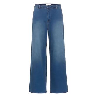 Cream Denim Wide Leg Trousers - female - Cream - Wide Jeans - Blue - 3XL L32 - Jeans