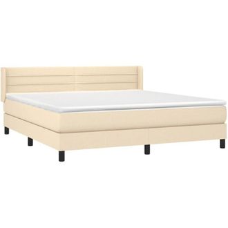 vidaXL Cama Box Spring Con Colch&oacute;n Tela Color Crema 160x200 Cm Vidaxl