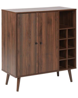 Beliani Mueble botellero marr&oacute;n oscuro