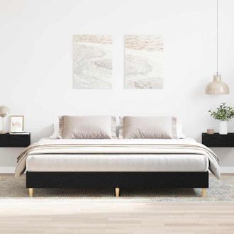 vidaXL Bed Frame Black Oak 160 x 200 cm Engineered wood Vidaxl