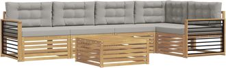 vidaXL Conjunto De Sof&aacute;s De Exterior 6 Uds. Blanco Y Gris Claro Vidaxl