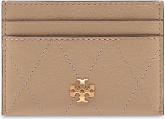 Tory Burch Charlie Card Case - Dames - Portefeuilles - Beige - ONE Size - Leer - Accessoires