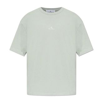 Stone Island T-Shirts, male, Green, Size: 2XL T-shirt with embroidered logo
