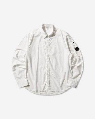 C.P. Company Men s Popeline Longsleeve Lens Button Shirt White