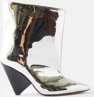 Isabel Marant Womens Miyako Metallic Pointed Booties In Silver