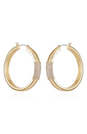 Vince Camuto Crystal Hoop Earrings in Gold Tone at Nordstrom Rack