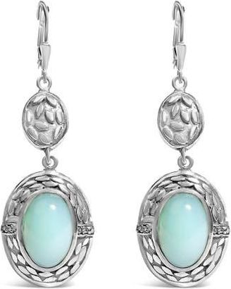 House of Brilliance Silver Chalcedony Diamond Accent Drop and Dangle Earring in White at Nordstrom