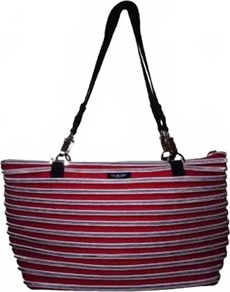 BAM Bags Flat Bottom Tote Bag In Red/silver