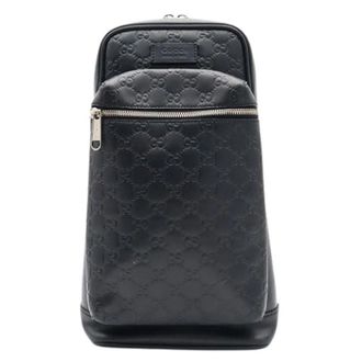 Gucci Pre-owned Guccissima Shoulder Bag - Heren - Vintage Schoudertas - Zwart - ONE Size - Leer - Vintage