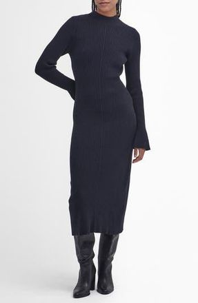 Barbour Francis Long Sleeve Rib Midi Dress in Navy Blue at Nordstrom Rack, Size 12 Us / 16 Uk