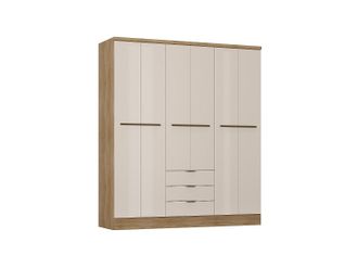 Vente-Unique Armario de 6 puertas y 3 cajones - An.180 cm - Color: Beige y natural - PEROLI