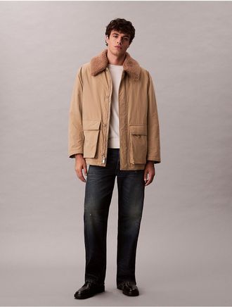 Calvin Klein Jeans Calvin Klein Mens Sherpa Collar Puffer Car Coat - Brown - S