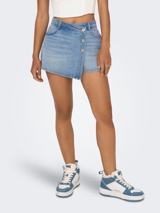 Only Jeansshorts ONLY ONLLESLY REG LB DNM SKORT BJ NOOS, Damen, Gr. XS (34), N-Gr, blau (light blau denim), Denim/Jeans, Obermaterial: 100% Baumwolle, unif