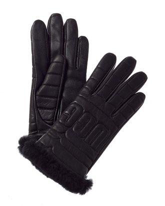 UGG Dnu Packaway Ugg Logo Quilted Leather Gloves