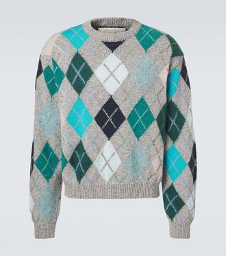 ERL Argyle wool and cotton-blend sweater