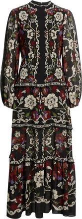 Farm Rio Womens Rococo Flowers Black Maxi Dress