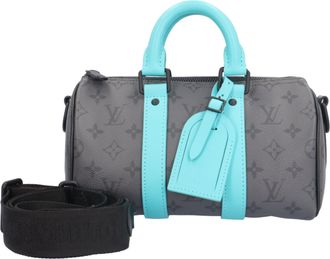Louis Vuitton Gray Monogram Eclipse Turquoise Monogram Eclipse Shoulder Bag (Pre-Owned)
