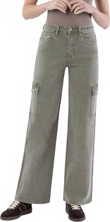 Flying Monkey 90s Super High Rise Loose Cargo Jeans In Beige