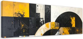 Feeby Impresi&oacute;n De Imagen, Abstracci&oacute;n C&iacute;rculos Formas Negro Amarillo, 120x40