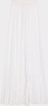 Michael Kors Pleated Sheer Floral Lace Maxi Skirt