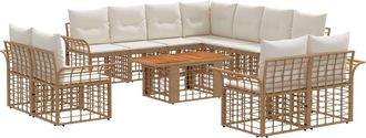 vidaXL Conjunto De Sof&aacute;s De Jard&iacute;n 12 Uds. Natural Y Crema Vidaxl