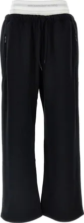Alexander Wang Black Wide Leg W/ Logo Elastic Exposed Brief Joggers
