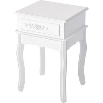 HOMCOM Comodino Tavolino Moderno con Cassetto Mobiletto Multiuso in Legno Bianco - Homcom
